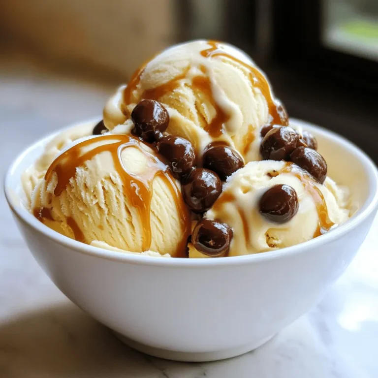 To make this creamy treat, you will need the following key ingredients: - 2 cups heavy whipping cream - 1 cup whole milk - 3/4 cup granulated sugar - 1 tablespoon pure vanilla extract - 1 tablespoon instant espresso powder - 1/2 teaspoon fine sea salt - 1/2 cup caramel sauce These ingredients create the rich, smooth base for your ice cream. The heavy whipping cream and whole milk give it a creamy texture. The sugar adds sweetness, while the vanilla and espresso powder bring out the coffee flavor. The sea salt balances the sweetness nicely. For extra texture and flavor, consider these optional ingredients: - 1/3 cup chocolate-covered espresso beans, coarsely chopped Adding chocolate-covered espresso beans gives a satisfying crunch. They also enhance the coffee flavor. You can mix them in during the last minutes of churning. When selecting ingredients, keep these tips in mind: - Use fresh, high-quality heavy cream and whole milk for the best taste. - Choose pure vanilla extract over imitation for a richer flavor. - Look for a good-quality caramel sauce, whether store-bought or homemade. Quality ingredients make a big difference in flavor. Always check labels for freshness and avoid additives. This attention to detail will elevate your caramel macchiato ice cream. Start by gathering your ingredients. You need: - 2 cups heavy whipping cream - 1 cup whole milk - 3/4 cup granulated sugar - 1 tablespoon pure vanilla extract - 1 tablespoon instant espresso powder - 1/2 teaspoon fine sea salt - 1/2 cup caramel sauce - Optional: 1/3 cup chopped chocolate-covered espresso beans In a medium saucepan, mix the heavy cream, whole milk, and sugar. Heat it on medium. Stir often until the sugar dissolves. This takes about 3 to 4 minutes. Once the sugar is gone, take the pan off the heat. Whisk in the vanilla, espresso powder, and salt. Make sure everything blends well. Let the mixture cool to room temperature. This is an important step. Once cool, cover the pan and put it in the fridge. Chill it for at least 2 hours. This step helps your ice cream become extra creamy. After chilling, pour the mixture into your ice cream maker. Churn it according to the maker's instructions. This usually takes about 20 to 25 minutes. During the last few minutes, drizzle in the caramel sauce. This creates tasty swirls in your ice cream. If you like, add the chopped espresso beans for a crunchy touch. Once it reaches a soft-serve texture, transfer the ice cream to an airtight container. Freeze it for at least 4 hours. This gives it the perfect scoopable texture. When you’re ready to serve, scoop the ice cream into bowls or cones. Drizzle some extra caramel on top for a yummy finish. To get that smooth, creamy texture, start by chilling your mixture well. The colder the base, the better the ice cream turns out. Let it sit in the fridge for at least two hours. This helps the flavors meld and enhances the creaminess. You can boost the flavor in fun ways. Try adding a splash of almond extract for a nutty twist. If you love a richer taste, mix in some chocolate syrup along with the caramel. For a touch of spice, consider a pinch of cinnamon or nutmeg. These little changes can make a big difference! When it's time to serve, think about how to make it look special. Scoop the ice cream into bowls or cones. Drizzle extra caramel sauce over the top for a sweet touch. You can also add chopped chocolate-covered espresso beans for crunch. A sprinkle of sea salt can balance the sweetness and add depth. For a coffee lover’s delight, serve it alongside a hot espresso! {{image_4}} You can enjoy caramel macchiato ice cream without dairy. Use coconut cream instead of heavy cream. Almond milk works well in place of whole milk. For sweetening, try maple syrup or agave nectar. These swaps keep the rich flavor and smooth texture. Want to take your ice cream up a notch? Add nutty flavors! Toss in almond or hazelnut extracts. You can also sprinkle in cinnamon for warmth. A touch of nutmeg gives it a festive twist. For a crunchy bite, add coarsely chopped walnuts or pecans. These extras make every scoop exciting. Your ice cream maker can change the final texture. A compressor machine gives a creamier result. If you use a bowl type, chill it well before churning. Hand-churning can work if you stir every 30 minutes. This method can take longer but yields a lovely homemade taste. To keep your caramel macchiato ice cream fresh, store it in an airtight container. This will help prevent ice crystals from forming. After churning, let it freeze for at least 4 hours. If you want to enjoy it later, consider using a freezer-safe container. A shallow container works best. It allows the ice cream to freeze evenly. Ice cream can go bad if it develops ice crystals or changes in texture. If you see a significant change in color or smell, it’s time to toss it. Old ice cream can also taste bland. Always check for a grainy texture or a strong freezer smell. To maintain that creamy texture, avoid leaving the ice cream out too long. Each time you scoop, let in air, which can create ice crystals. Store it in the back of your freezer, where it stays coldest. Cover the surface with plastic wrap before sealing the lid. This extra layer helps keep moisture out and flavor in. Yes, you can make caramel macchiato ice cream without an ice cream maker. Just pour the chilled mixture into a shallow dish. Place it in the freezer. Every 30 minutes, stir the mixture with a fork. Repeat this for about 3-4 hours. This method gives you a creamy texture, but it may not be as smooth as using a machine. To store leftover ice cream, place it in an airtight container. Make sure it is tightly sealed to prevent ice crystals. Store it in the freezer. It will stay fresh for about 2 weeks. For best taste, enjoy it sooner! If you need a substitute for heavy cream, use full-fat coconut milk or cashew cream. For whole milk, almond milk or oat milk can work well. Keep in mind that these substitutes may change the flavor and texture slightly, but they still taste great! Yes, you can make this ice cream without espresso. You can use strong brewed coffee instead. Just make sure it is cooled down before mixing in. This will still give you that coffee flavor you love. To make a crunchy topping, chop chocolate-covered espresso beans. Sprinkle them on top of your ice cream. You can also use crushed nuts or granola for added texture. These toppings add crunch and flavor to every scoop! The best way to serve caramel macchiato ice cream is in a bowl or cone. Drizzle extra caramel sauce on top for a sweet touch. You can also add a sprinkle of chopped espresso beans for a nice finish. Enjoy it with a hot shot of espresso for an extra treat! Making Caramel Macchiato Ice Cream is fun and easy. You learned key ingredients, step-by-step instructions, and helpful tips. I shared different variations, storage info, and answers to common questions. Now you can create this treat at home! Enjoy the creamy texture, rich flavor, and your own special twists. Whether you serve it alone or with toppings, it's sure to please. Get ready to impress your friends and family!