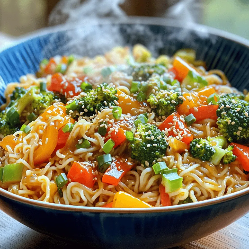 To make Spicy Sesame Chili Noodles, gather these key ingredients: - 200g noodles (egg, rice, or soba) - 2 tablespoons sesame oil - 1 tablespoon vegetable oil - 3 cloves garlic, finely minced - 1-inch piece of ginger, freshly grated - 1 red chili, finely chopped - 2 tablespoons soy sauce - 1 tablespoon rice vinegar - 1 tablespoon chili paste (like sambal oelek) - 2 tablespoons tahini (or peanut butter) - 1 cup mixed vegetables (like bell peppers, broccoli, and carrots) - 2 green onions, sliced - Sesame seeds for garnish - Fresh cilantro for garnish (optional) These ingredients create bold flavors that make the dish stand out. The garlic and ginger form a fragrant base, while the chili adds heat. You can customize your noodles with these optional ingredients: - Crushed peanuts for crunch - Additional vegetables like snap peas or bok choy - A squeeze of lime for brightness - A splash of sesame oil for extra flavor Feel free to swap or add ingredients based on your taste. This allows you to create a dish that feels personal. I recommend these noodle types for the best results: - Egg noodles for a rich taste - Rice noodles for a gluten-free option - Soba noodles for a nutty flavor Each type brings a unique texture and taste. Experiment with them to find your favorite! To start, you need to cook the noodles. First, fill a large pot with water and add salt. Bring this to a rolling boil. Next, add your choice of noodles—egg, rice, or soba. Cook them according to the package instructions until they are al dente. Once done, drain the noodles in a colander. Rinse them under cold water to stop cooking and prevent sticking. This step ensures you have the best texture for your dish. Now, let’s make the sauce. In a medium bowl, gather the soy sauce, rice vinegar, chili paste, and tahini or peanut butter. Whisk these ingredients together until they blend into a smooth mixture. This sauce adds great flavor to your noodles. Set this bowl aside for later use, as it will be key to bringing everything together. For the vegetables, heat vegetable oil in a skillet or wok over medium-high heat. Once the oil shimmers, add minced garlic, grated ginger, and chopped red chili. Sauté these for about one minute. You want them to become fragrant without burning. Then, toss in your mixed vegetables. Stir-fry these for 3-4 minutes. They should be cooked but still crisp. This keeps the dish fresh and colorful. To get the best sauce, use equal parts tahini and soy sauce. This mix gives a nice, thick base. If it feels too thick, add a splash of water or more rice vinegar. Whisk until it's smooth and creamy. The sauce should cling to the noodles well. Start with one red chili for mild heat. If you want more spice, add more chopped chili or extra chili paste. Taste the sauce before adding it to the noodles. You can always add more spice, but it’s hard to take it away. Balance the heat with a little more tahini or sugar if it’s too hot. For a great look, serve the noodles in a deep bowl. Sprinkle sesame seeds on top for crunch. Add sliced green onions for color. A sprig of fresh cilantro adds a nice touch. If you like crunch, add crushed peanuts on top. Make it colorful and fun to eat! {{image_4}} You can easily make this dish vegetarian or vegan. For a vegetarian twist, keep the original recipe unchanged. You can simply skip any meat. To make it vegan, replace the tahini with peanut butter. This keeps the flavor rich and creamy. You can also add more vegetables like mushrooms or spinach for extra nutrition. If you want to add protein, consider chicken, tofu, or shrimp. Cook diced chicken in the skillet before adding garlic and ginger. For tofu, use firm tofu and sauté it until golden. Shrimp cooks quickly, so add it right after the garlic and ginger. Each protein choice adds flavor and makes the dish filling. Feel free to switch up the sauce for new flavors. Instead of tahini, try using cashew butter for a nutty taste. You can also mix in hoisin sauce for a sweet twist. A splash of sriracha can add more heat if you want. Experimenting with sauces keeps this dish exciting and fresh. To store leftover noodles, let them cool first. Place them in an airtight container. Make sure to separate the noodles from the sauce to keep them fresh. You can store them in the fridge for up to three days. If you leave the sauce on, the noodles may get too soft. When you’re ready to enjoy leftovers, reheat the noodles gently. Use a microwave or a skillet on low heat. If using a microwave, cover the bowl and add a splash of water. This helps keep the noodles moist. Stir often to heat evenly. In a skillet, add a little oil and reheat slowly, stirring frequently. Freezing is a great option for longer storage. Place the cooled noodles in a freezer-safe bag. Remove as much air as possible before sealing. They can last up to a month in the freezer. To thaw, move them to the fridge overnight. Reheat them as mentioned above for the best taste. For Spicy Sesame Chili Noodles, I recommend using egg, rice, or soba noodles. Each type offers a unique texture and flavor. Egg noodles are rich and chewy, while rice noodles are light and gluten-free. Soba noodles bring a nutty taste and are full of nutrients. Choose what you have on hand or what you like best! Yes, you can! Make the noodles and sauce ahead of time. Cook and cool the noodles, then store them in the fridge. Keep the sauce in a separate container. When you are ready to eat, simply stir-fry the noodles and add the sauce. This saves time and makes for a quick meal. If you need a tahini substitute, peanut butter works great! It adds a creamy texture and a hint of sweetness. You can also try almond butter or sunflower seed butter. These options keep the dish rich and tasty, while still providing that nutty flavor. Spicy Sesame Chili Noodles are simple yet packed with flavor. By using fresh ingredients, you can customize the dish to fit your taste. Cooking the noodles perfectly and stir-frying the veggies keeps everything crisp and delicious. Don't forget to store leftovers properly for the next meal. You can also try different proteins or sauces for variety. Enjoy exploring this fun dish, and make it your own!