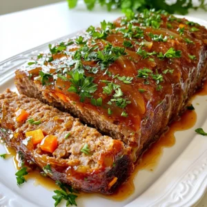 To make a delicious honey garlic glazed meatloaf, gather these ingredients: - 1 lb ground beef (or a blend of beef and turkey for added flavor) - 1 cup breadcrumbs (plain or seasoned) - 1/2 cup finely diced onion - 1/2 cup grated carrots (fresh for sweetness) - 2 cloves garlic, minced (adjust to taste) - 1/4 cup milk (whole or your preference) - 1 large egg, beaten (for binding) - 1 tsp dried oregano (or Italian seasoning for a twist) - 1 tsp salt (to enhance flavor) - 1/2 tsp black pepper (freshly cracked for best taste) - 1/4 cup honey (for sweetness and glaze) - 1/4 cup ketchup (for a tangy kick) - 2 tbsp soy sauce (adds umami flavor) - 1 tbsp apple cider vinegar (for brightness) - Optional: Chopped flat-leaf parsley for garnish These ingredients blend well together to create a flavorful and satisfying meal. The honey adds a touch of sweetness, while the garlic brings a robust flavor. The combination of beef and turkey gives the meatloaf a nice texture. Feel free to adjust the garlic and seasonings to suit your taste. Adding fresh herbs can also enhance the flavor. This recipe is flexible and allows you to experiment with what you have on hand. Enjoy the process of creating a dish that your family will love! {{ingredient_image_2}} First, you need to preheat your oven to 350°F (175°C). This step helps the meatloaf cook evenly. While the oven warms up, grease your baking dish lightly. You can also use parchment paper for easy cleanup later. This ensures the meatloaf won't stick. In a large mixing bowl, combine your main ingredients. Use 1 lb of ground beef or a mix of beef and turkey for added flavor. Add in 1 cup of breadcrumbs, 1/2 cup of finely diced onion, and 1/2 cup of grated carrots. Don't forget to include 2 cloves of minced garlic, 1/4 cup of milk, and 1 large beaten egg. Season with 1 tsp of dried oregano, 1 tsp of salt, and 1/2 tsp of black pepper. Use your hands or a wooden spoon to mix everything well. Make sure the flavors blend evenly. Now, transfer the meat mixture to your prepared baking dish. Shape it into a loaf, keeping the thickness even. Next, prepare the glaze. In a small bowl, whisk together 1/4 cup of honey, 1/4 cup of ketchup, 2 tbsp of soy sauce, and 1 tbsp of apple cider vinegar until smooth. Pour half of this glaze over the meatloaf, spreading it evenly across the top. Set the rest aside for later. Place the baking dish in your preheated oven. Bake the meatloaf for about 50 to 60 minutes. Use an instant-read thermometer and check for 160°F (70°C) in the center. This ensures it's fully cooked. In the last 10 minutes, pull the meatloaf out and brush the reserved glaze over the top. This adds more flavor and creates a nice caramelized finish. You can switch the ground beef with a beef and turkey blend. This mix adds more flavor. If you prefer a lighter option, use ground turkey or chicken. For breadcrumbs, feel free to use crushed crackers or oats. Both will work well in this recipe. You can also use gluten-free breadcrumbs if needed. Mix all your ingredients well. This helps the meatloaf hold together. Use your hands or a spoon to combine. After mixing, let the meatloaf rest for about 10 minutes. This helps flavors blend. It also makes the meatloaf easier to handle. For doneness, use an instant-read thermometer. It should read 160°F (70°C) in the center. Consider adding spices like smoked paprika or cumin for extra depth. Fresh herbs like thyme or rosemary can also boost taste. For glaze variations, try BBQ sauce or a mix of mustard and honey. These will give your meatloaf a unique twist. Pro Tips Choose Your Meat Wisely: For a richer flavor, consider using a blend of beef and turkey. This combination adds moisture and depth to your meatloaf. Don't Overmix: When combining the ingredients, mix just until combined. Overmixing can lead to a dense meatloaf instead of a tender one. Rest Before Slicing: Allow the meatloaf to rest for about 10 minutes after baking. This helps retain the juices, making for a more flavorful and moist slice. Glaze Variations: Feel free to experiment with the glaze by adding spices like smoked paprika or a dash of hot sauce for an extra kick! {{image_4}} You can switch up the meat in your meatloaf. Ground turkey or chicken works well. These lean meats create a lighter dish. They also absorb flavors nicely. Just follow the same recipe but use turkey or chicken. For a vegetarian option, try lentils or chickpeas. Mash them up and mix with breadcrumbs and spices. This gives a hearty texture without meat. Add in some diced veggies too. It makes for a colorful and healthy meal. To change the taste of your meatloaf, consider adding cheese. A cup of shredded cheddar or mozzarella can add richness. You can also mix in spices like paprika or cumin for a kick. These small changes can make a big difference. You can experiment with different glazes too. Instead of honey and ketchup, try BBQ sauce. It gives a smoky flavor. Teriyaki sauce is another great option. It adds a sweet and tangy taste that is hard to resist. Serve your honey garlic glazed meatloaf with sides that balance the flavors. Mashed potatoes are always a hit. They pair well with the sweet glaze. Steamed green beans or a fresh salad add color and crunch. Roasted vegetables also make a great side. Think carrots, broccoli, or Brussels sprouts. Their natural sweetness complements the meatloaf. Enjoy your meal with some crusty bread to soak up extra glaze. Let your meatloaf rest for about 10 minutes after cooking. This step helps keep it juicy. Once it cools, wrap it tightly in plastic wrap or foil. You can also use an airtight container. These methods keep the meatloaf fresh and tasty. For refrigeration, place the wrapped meatloaf in the fridge. It should be stored at a temperature below 40°F (4°C). Make sure to eat it within a few days for the best flavor. You can freeze meatloaf before or after cooking. If you freeze it raw, shape it into a loaf and wrap it. Use plastic wrap followed by foil for best results. This method prevents freezer burn. If you cook it first, let it cool completely. Then wrap it in plastic wrap and foil. To thaw, place it in the fridge overnight. You can reheat it in the oven at 350°F (175°C) until warmed through. This usually takes about 20-30 minutes. In the fridge, cooked meatloaf lasts about 3-4 days. If you freeze it, it can last up to 3 months. Always check for signs of spoilage before eating. Look for changes in color or texture. If it smells off, it’s best to throw it away. These steps help you enjoy your honey garlic glazed meatloaf safely. You can serve honey garlic glazed meatloaf with many sides. Mashed potatoes are a classic. Roasted vegetables add color and flavor. A fresh salad brings a nice crunch. You might also enjoy it with rice or noodles for a filling meal. Yes, you can make meatloaf ahead of time. Prepare the meat mixture and shape it into a loaf. Wrap it well and store it in the fridge for up to 24 hours. You can also freeze it for later use. Just thaw it in the fridge before baking. To reheat leftover meatloaf, preheat the oven to 350°F (175°C). Slice the meatloaf and place it in a baking dish. Cover it with foil to keep it moist. Heat for about 20 minutes or until warm. You can also use a microwave for quicker reheating. Absolutely! Adding vegetables boosts flavor and nutrition. Grated carrots, diced bell peppers, or chopped spinach work well. Just make sure to chop them finely so they mix in well. This adds moisture and keeps the meatloaf tender. To check if your meatloaf is done, use an instant-read thermometer. The center should reach 160°F (70°C). You can also cut into it. The meat should be firm and juices should run clear. If it's pink in the middle, it needs more time. This blog post covered everything you need to make a delicious meatloaf. You learned about key ingredients, step-by-step cooking instructions, and handy tips for the best texture and flavor. We also discussed variations and storage tips to help you enjoy it later. With all this knowledge, you can create your perfect meatloaf. Experiment with flavors and share your results! Meatloaf can be satisfying for any meal, so have fun with it.