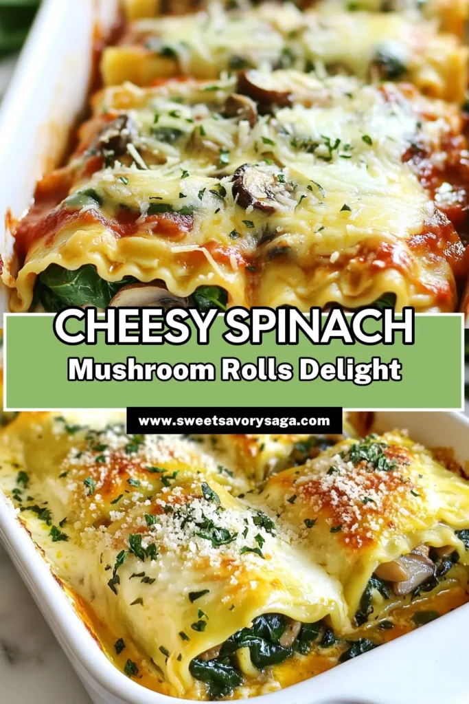 Discover the ultimate Mushroom Spinach Lasagna Rolls that are perfect for a cozy dinner! This easy lasagna recipe combines delicious, cheesy pasta rolls filled with sautéed mushrooms and fresh spinach, creating a healthy lasagna dish that's sure to impress. Ideal for vegetarians, this vegetarian lasagna rolls recipe will be a hit with everyone. Try it today and savor every bite! Save this recipe for later! #MushroomSpinachLasagna #VegetarianLasagnaRolls #EasyLasagnaRecipe #HealthyPastaDish