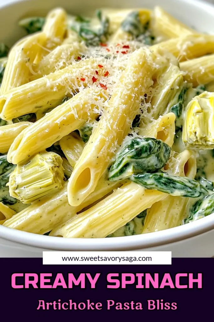 Indulge in this One Pot Creamy Spinach Artichoke Pasta that's both simple and delicious! With just a handful of ingredients, you can create a flavorful dish that's perfect for weeknight dinners. Creamy, cheesy, and packed with spinach and artichokes, this recipe is sure to impress. Click through for full instructions and tips to elevate your meal! #OnePotPasta #CreamyPasta #SpinachArtichoke #EasyRecipes