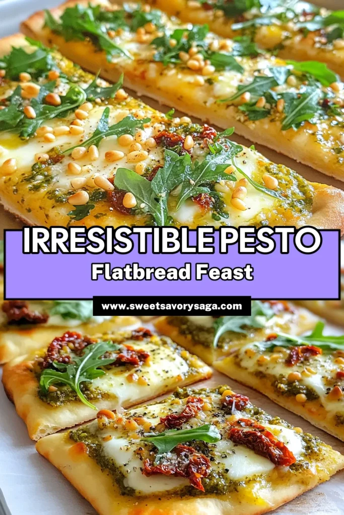 Indulge in this easy pesto flatbread topped with rich sun-dried tomato pesto and creamy mozzarella, perfect for a quick snack or appetizing party bite! Delight your taste buds with this delicious sun-dried tomato recipe that combines fresh ingredients for an irresistible flavor. Try this flatbread recipe today and elevate your cooking game! Save and share this easy sun-dried tomato pesto flatbread idea for your next gathering! #flatbreadrecipes #sundriedtomatorecipes #easypestoflatbread #mozzarellaflatbreadtoppings