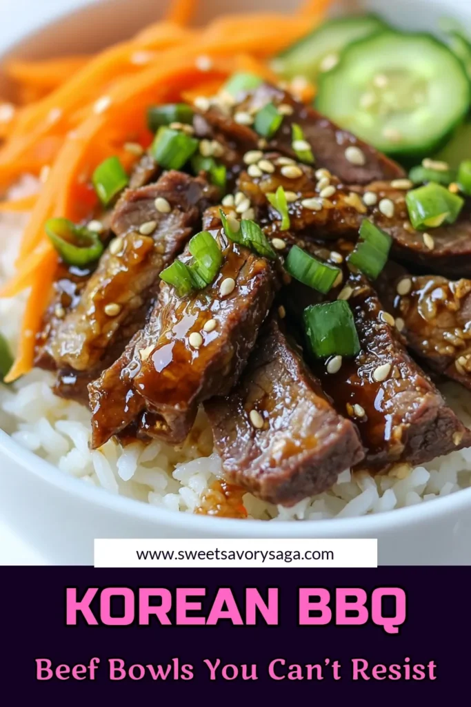 Savor the flavors of Korea with these Korean BBQ beef bowls! This easy beef bowl recipe features perfectly marinated beef, a spicy kick from gochujang, and vibrant veggies. Serve it over fluffy rice, paired with a tangy kimchi side dish, for an unforgettable meal. Perfect for weekday dinners! Try this marinated beef recipe today and indulge in a delicious homemade Asian delight. Save this recipe for later! #KoreanBBQ #BeefBowls #EasyRecipe #SpicyKoreanBeef