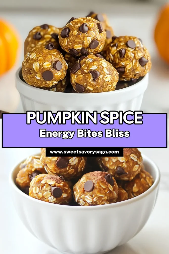 Discover the perfect fall treat with these delicious Pumpkin Spice Energy Bites! Packed with wholesome ingredients like oats and pumpkin, these healthy pumpkin snacks are the ideal no-bake energy bites for a quick pick-me-up. Easy to make, they combine oatmeal energy bites with a delightful pumpkin spice flavor. Try this simple recipe and enjoy a tasty, nutritious snack. Save it for your fall pumpkin recipes! #PumpkinSpiceEnergyBites #HealthySnacks #NoBakeRecipes #FallRecipes