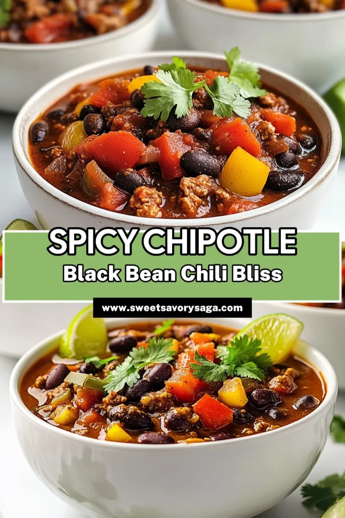 Looking for a delicious and easy chili with vegetables? Try this fiery black bean chili that combines rich flavors and a spicy kick! Our chipotle chili recipe features hearty black beans, fresh vegetables, and smoky chipotle for the ultimate vegetarian chili with chipotle. Perfect for a cozy dinner or meal prep. Save this spicy black bean recipe today and bring the heat to your table! #VegetarianChili #ChipotleChiliRecipe #SpicyBlackBean #EasyChiliWithVegetables