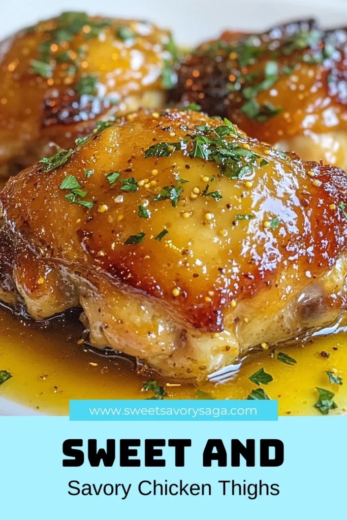 Satisfy your dinner cravings with these delicious honey mustard chicken thighs! This baked chicken thighs recipe features a mouthwatering blend of raw honey, Dijon mustard, and spices for crispy, flavorful chicken. Perfect for easy chicken dinner recipes, this Dijon mustard chicken recipe will impress your family and friends. Try it tonight! Save this recipe for later! #HoneyMustardChickenThighs #EasyDinnerRecipes #CrispyChickenThighs #DijonMustardChicken