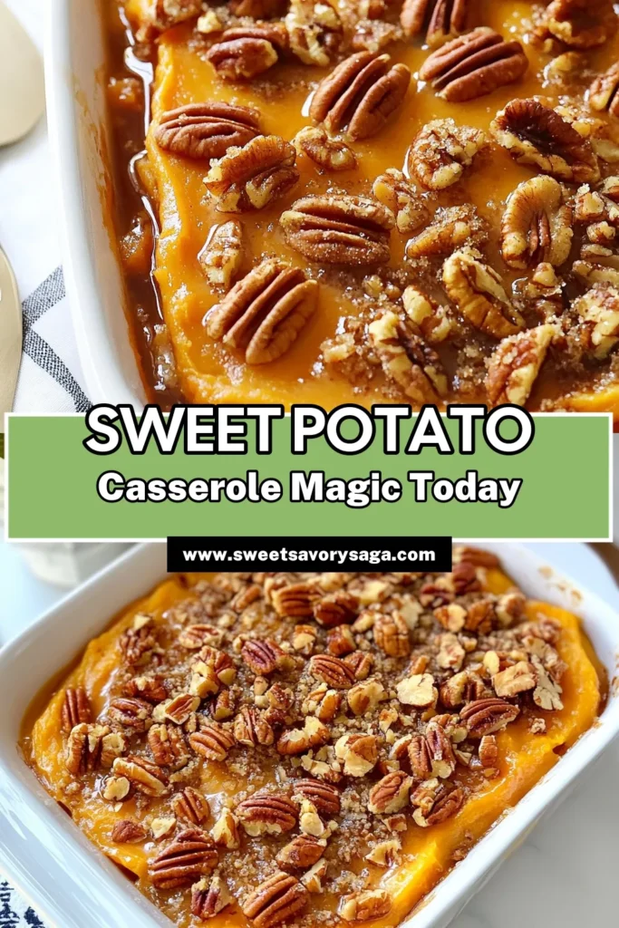 Discover the perfect holiday side dish with this Maple Pecan Sweet Potato Casserole recipe! Made with creamy sweet potatoes and topped with a delightful pecan crust, this homemade sweet potato casserole will elevate your festivities. It's an irresistible addition to any holiday meal. Try this simple and tasty recipe that's sure to impress your guests. Save this delicious casserole for your next gathering! #SweetPotatoCasserole #PecanToppingRecipes #HolidaySideDishes #HomemadeCasserole