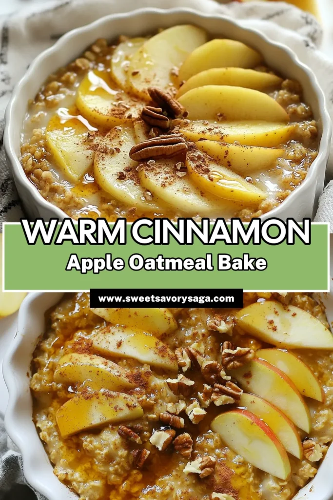 Wake up to the delicious aroma of Cinnamon Apple Baked Oatmeal with this healthy baked oatmeal recipe! Made with oats, fresh apples, and warm spices, this oatmeal with apples and cinnamon is perfect for a cozy breakfast. Enjoy a nutritious start to your day with this vegan baked oatmeal with nuts, packed with flavor and texture. Click for the full recipe and make your mornings special! #HealthyBreakfast #VeganRecipes #OatmealRecipes #CinnamonAppleDelight