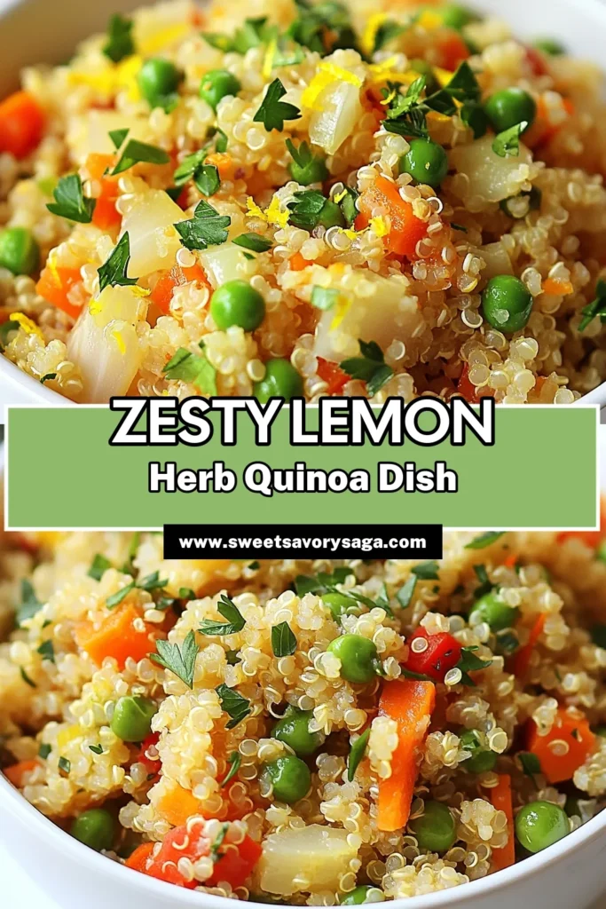 Discover the vibrant flavors of Lemon Herb Quinoa Pilaf, the perfect healthy quinoa salad for any meal! This easy vegan quinoa dish is packed with vegetables like carrots, red bell peppers, and peas, making it a nutritious choice for your family. Try this quinoa pilaf recipe today and enjoy a delicious, wholesome dish that's quick to prepare. Save this recipe for your next cooking adventure! #QuinoaPilaf #HealthyRecipes #VeganDish #QuinoaWithVegetables