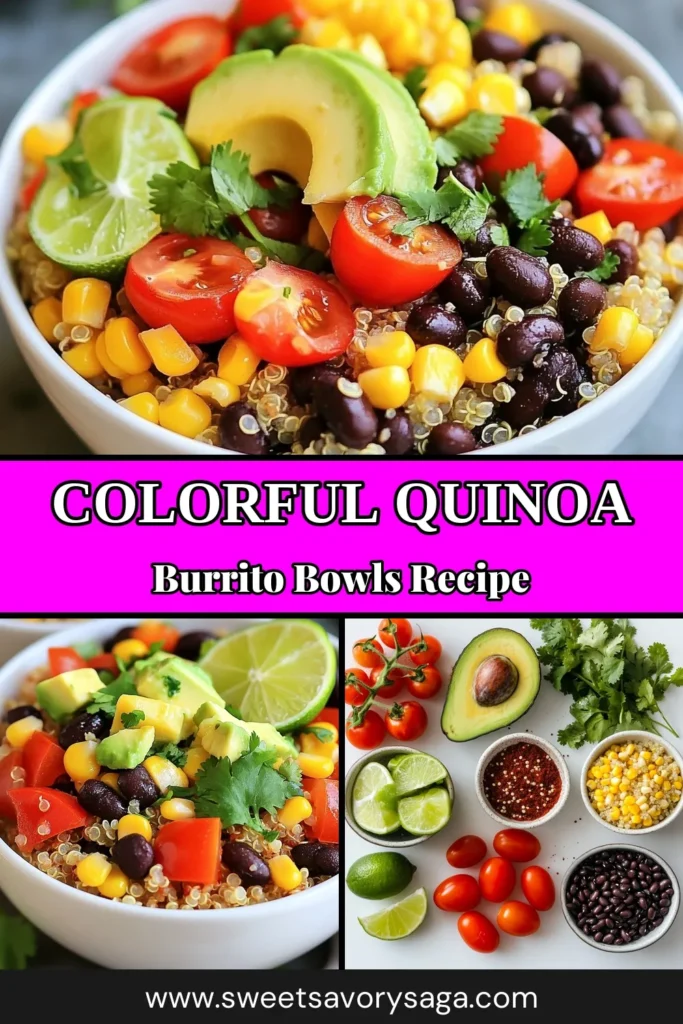 Whip up these colorful quinoa burrito bowls for a nutritious and satisfying meal! This black bean burrito bowl recipe combines fluffy quinoa, hearty black beans, and fresh veggies for an easy quinoa meal prep that's both healthy and delicious. Perfect for vegetarian meal planning, these vibrant burrito bowls are sure to inspire your next cooking session. Save this recipe for a wholesome twist on dinner! #QuinoaRecipes #MealPrep #VeggieBowl #HealthyEating