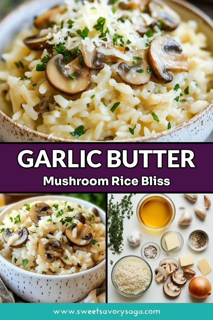 Discover the ultimate savory mushroom rice recipe with this Garlic Butter Mushroom Rice! This creamy mushroom rice with garlic brings together long-grain rice, cremini mushrooms, and aromatic herbs for a delicious vegetarian mushroom rice dish that is perfect for any meal. Enjoy easy rice recipes with mushrooms that impress every time. Give it a try and savor the flavor! Save this recipe now! #MushroomRice #VegetarianRecipes #EasyDinner #GarlicButterMushrooms