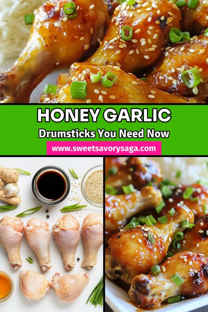 Discover the perfect weeknight dinner with this easy baked honey garlic chicken drumsticks recipe. These Asian chicken drumsticks are marinated in a delicious combination of honey, soy sauce, garlic, and ginger, making for a mouthwatering meal the whole family will love. In just 45 minutes, you can enjoy juicy, flavorful chicken that’s also a hit with kids. Try this simple chicken marinade today and elevate your dinner game! Save this recipe! #HoneyGarlicChicken #ChickenDrumsticksRecipe #BakedHoneyGarlicChicken #EasyChickenMarinade