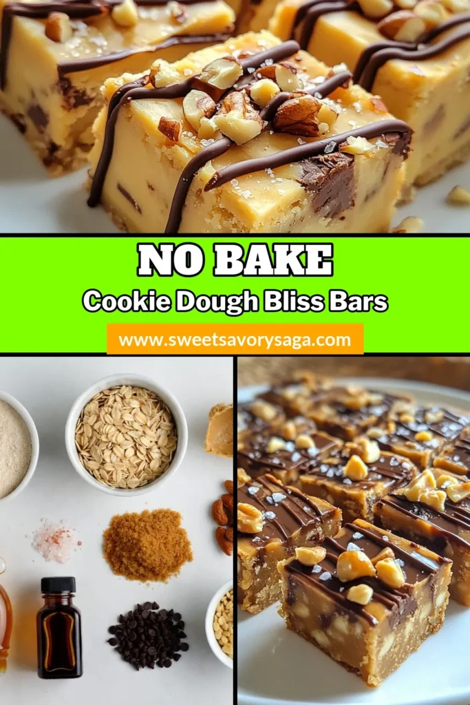 Looking for a delicious and healthy treat? Try these no-bake cookie dough bars! Made with almond flour, rolled oats, and nut butter, they’re the perfect option for quick snack ideas or easy cookie recipes. These bars are not only simple to make but also satisfy your sweet tooth without the guilt. Enjoy this healthy dessert recipe that's ready in just 40 minutes. Save this recipe for your next craving! #NoBakeCookieDoughBars #HealthyDessertRecipes #QuickSnackIdeas #EasyCookieRecipes