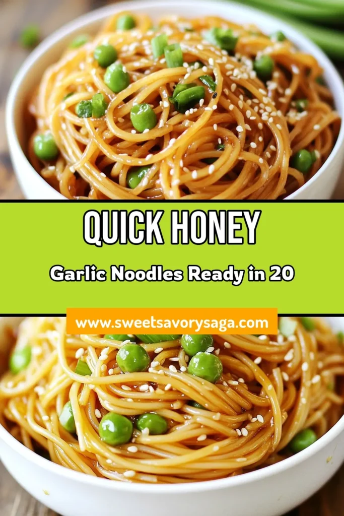Savor the deliciousness of honey garlic sesame noodles with this easy noodle recipe that makes for a perfect quick weeknight meal. Packed with vibrant vegetables and a rich, flavorful sauce, these healthy spaghetti dishes are not only vegetarian but also incredibly satisfying. Ready in just 20 minutes, they’re ideal for busy nights. Try this delightful dish tonight and enjoy every bite! Save for later! #HoneyGarlicSesameNoodles #EasyNoodleRecipes #VegetarianSesameNoodles #QuickWeeknightMeals