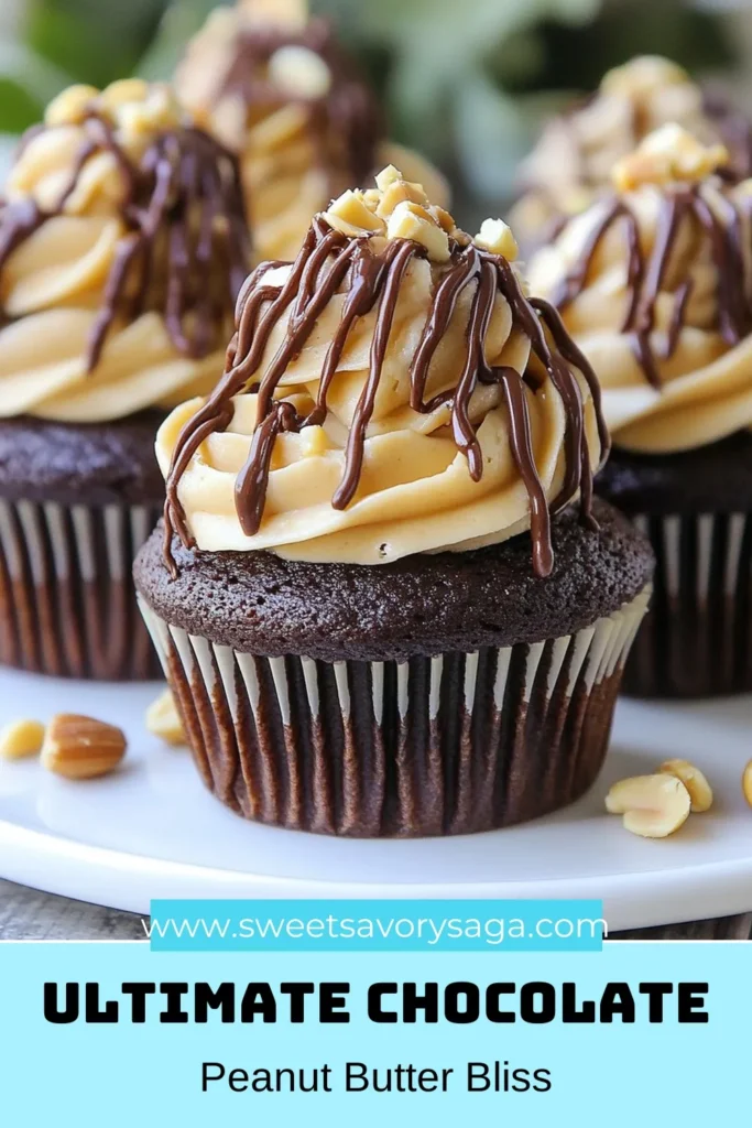 Indulge in these irresistible chocolate peanut butter cupcakes! This decadent cupcake recipe features rich homemade chocolate cupcakes topped with an easy peanut butter frosting that will satisfy any sweet tooth. Perfect for baking chocolate desserts, these cupcakes are sure to impress. Get ready to treat yourself and your loved ones! Save this recipe and start baking today! #ChocolatePeanutButterCupcakes #PeanutButterFrosting #BakingDesserts #HomemadeCupcakes