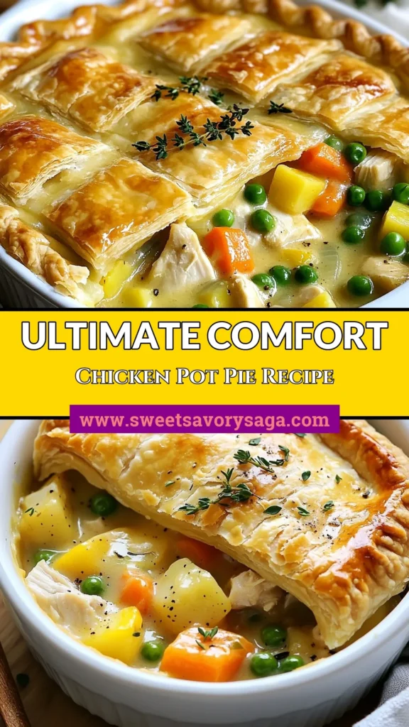 Indulge in this classic chicken pot pie recipe, perfect for any cozy dinner! This hearty chicken pot pie is not only easy to make but also a delightful homemade pot pie that everyone will love. Filled with tender chicken, fresh vegetables, and a creamy sauce, this creamy chicken pot pie is comfort food at its finest. Try it tonight for a meal that warms the soul! Save this easy chicken pot pie for later. #ChickenPotPie #ComfortFood #HomemadePie #EasyRecipes