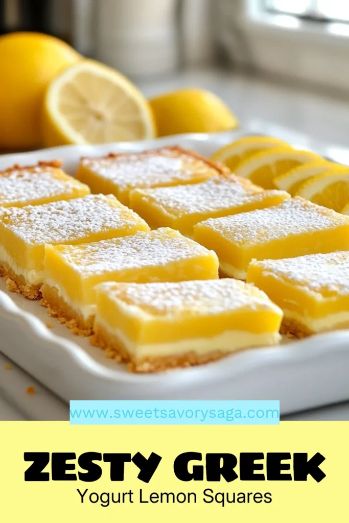 Delight in these Mediterranean lemon squares with a healthy twist! This Greek yogurt lemon dessert offers a refreshing burst of citrus in every bite. Perfect for health-conscious dessert lovers, these easy lemon squares with yogurt are made with wholesome ingredients. Enjoy a guilt-free treat with our healthy lemon bars recipe. Bake a batch today and savor the deliciousness! Save this Mediterranean lemon squares recipe for your next gathering! #LemonBars #GreekYogurt #HealthyDesserts #MediterraneanRecipes