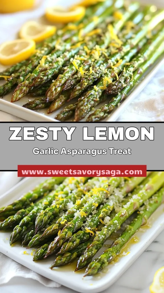 Looking for a delicious and healthy vegetable recipe? Try this easy Lemon Garlic Roasted Asparagus! This zesty asparagus side dish is perfect for any meal, featuring fresh asparagus tossed in garlic, lemon zest, and optional Parmesan for extra flavor. It’s a simple yet elegant addition to your dinner table. Save this easy asparagus recipe and elevate your meals! #LemonGarlicRoastedAsparagus #EasyAsparagusRecipe #HealthyVegetableRecipes #ParmesanRoastedAsparagus