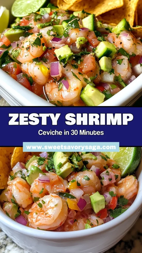 Dive into the refreshing flavors of Zesty Lime Shrimp Ceviche! This easy ceviche recipe features fresh shrimp and vibrant ceviche ingredients like cucumber, tomatoes, and avocado, making it a perfect shrimp appetizer for any occasion. Impress your guests with this delicious dish that's quick to prepare. Don't miss out—save this recipe for your next gathering! #ZestyLimeShrimpCeviche #FreshShrimpRecipes #ShrimpAppetizers #EasyCevicheRecipe